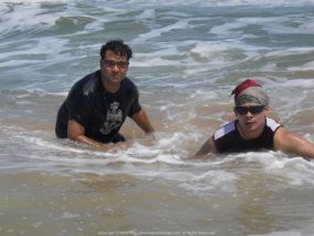 Gasping for breath as me and Aritra wrestled the massive waves at Puri Sea Beach